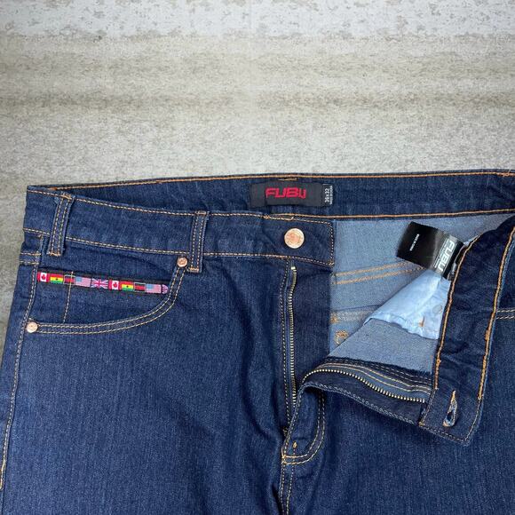 Vintage Y2K Fubu Skater Jeans 36x32 Regular Straight Fit Dark Wash Denim Rap - Picture 4 of 4
